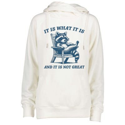 It Is What It Is And It Is Not Great Racoon Meme Womens Funnel Neck Pullover Hood