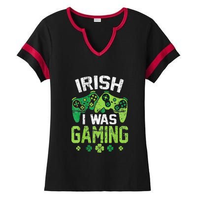 Irish I Was Gaming Funny St Patricks Day Gamer Gift Ladies Halftime Notch Neck Tee