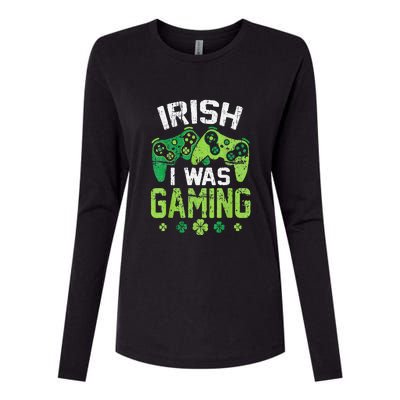 Irish I Was Gaming Funny St Patricks Day Gamer Gift Womens Cotton Relaxed Long Sleeve T-Shirt