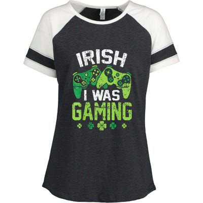 Irish I Was Gaming Funny St Patricks Day Gamer Gift Enza Ladies Jersey Colorblock Tee