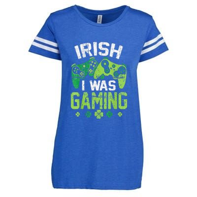 Irish I Was Gaming Funny St Patricks Day Gamer Gift Enza Ladies Jersey Football T-Shirt