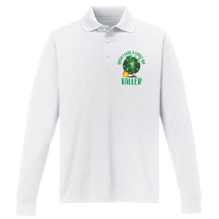 Irish I Was A Little Bit Taller, Funny St Patrick's Day Performance Long Sleeve Polo