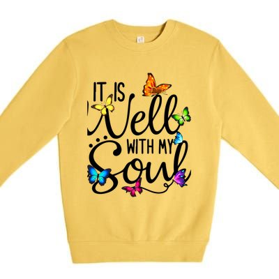 It Is Well With My Soul Christian Hymn Cute Gift Butterfly Art Funny Gift Premium Crewneck Sweatshirt