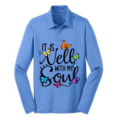 It Is Well With My Soul Christian Hymn Cute Gift Butterfly Art Funny Gift Silk Touch Performance Long Sleeve Polo