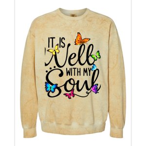 It Is Well With My Soul Christian Hymn Cute Gift Butterfly Art Funny Gift Colorblast Crewneck Sweatshirt