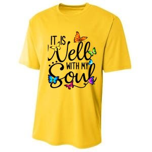 It Is Well With My Soul Christian Hymn Cute Gift Butterfly Art Funny Gift Performance Sprint T-Shirt