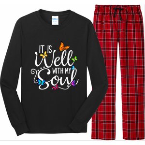 It Is Well With My Soul Christian Hymn Cute Gift Butterfly Art Gift Long Sleeve Pajama Set