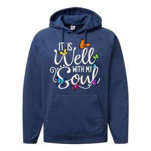 It Is Well With My Soul Christian Hymn Cute Gift Butterfly Art Gift Performance Fleece Hoodie