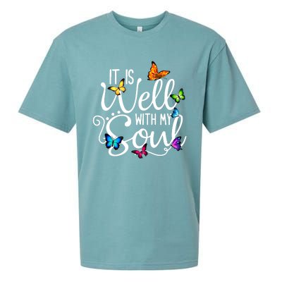 It Is Well With My Soul Christian Hymn Cute Gift Butterfly Art Gift Sueded Cloud Jersey T-Shirt