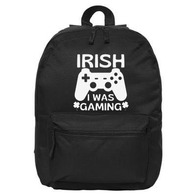 Irish I Was Gaming St Patricks Day Funny Video Gamer 16 in Basic Backpack