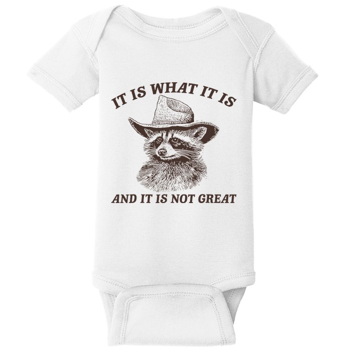 It Is What It Is And It Is Not Great Raccoon Baby Bodysuit