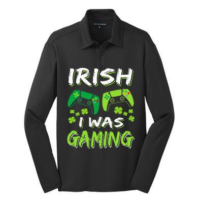 Irish I Was Gaming Funny St Patricks Day Gamer Silk Touch Performance Long Sleeve Polo