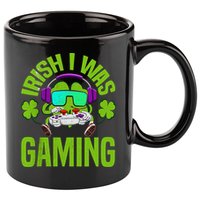 Irish I Was Gaming St Patricks Day Gamer Shamrock 11oz C Handle Ceramic Mug