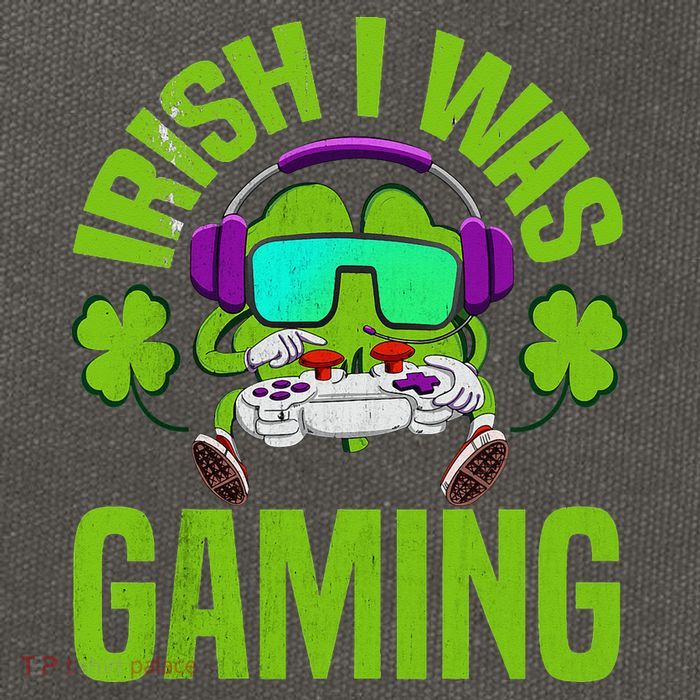 Irish I Was Gaming St Patricks Day Gamer Shamrock Cotton Canvas Backpack