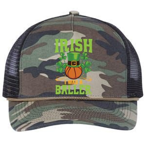 Irish I Was A Baller Basketball Player St Patrick's Day Cute Gift Retro Rope Trucker Hat Cap