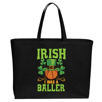 Irish I Was A Baller Basketball Player St Patrick's Day Cute Gift Cotton Canvas Jumbo Tote