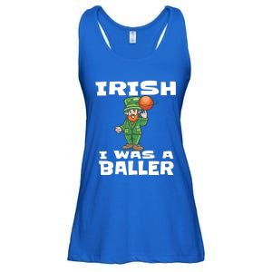 Irish I Wish I Was A Baller Funny St Patricks Day Basketball Great Gift Ladies Essential Flowy Tank