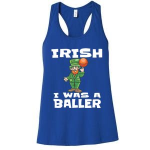 Irish I Wish I Was A Baller Funny St Patricks Day Basketball Great Gift Women's Racerback Tank