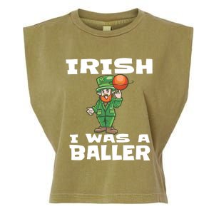 Irish I Wish I Was A Baller Funny St Patricks Day Basketball Great Gift Garment-Dyed Women's Muscle Tee