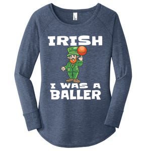 Irish I Wish I Was A Baller Funny St Patricks Day Basketball Great Gift Women's Perfect Tri Tunic Long Sleeve Shirt