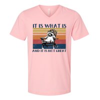 It Is What It Is And It Is Not Great Raccoon V-Neck T-Shirt