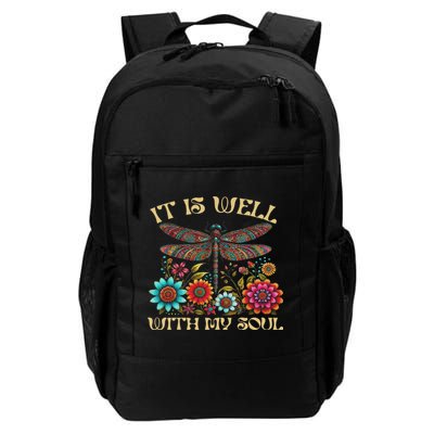 It Is Well With My Soul Dragonfly Floral Boho Christian God Daily Commute Backpack