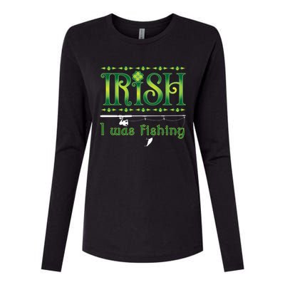 Irish I Was Fishing Shamrock Gift Womens Cotton Relaxed Long Sleeve T-Shirt