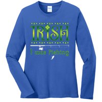 Irish I Was Fishing Shamrock Gift Ladies Long Sleeve Shirt