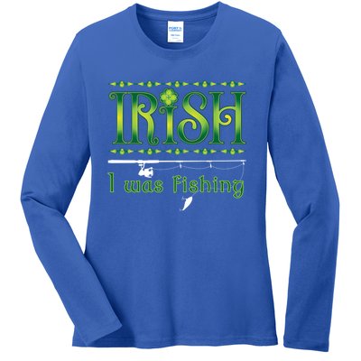 Irish I Was Fishing Shamrock Gift Ladies Long Sleeve Shirt