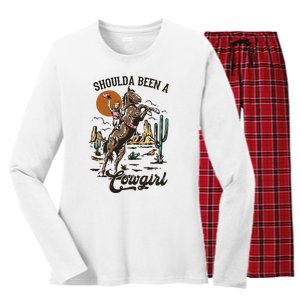 If I Was A Cowgirl ID Be Wild And Free Women's Long Sleeve Flannel Pajama Set 