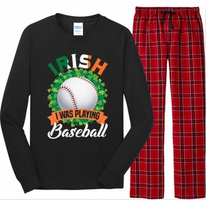 Irish I Was Playing Baseball Shamrock Leaf St. Patrick's Day Long Sleeve Pajama Set