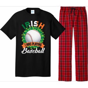 Irish I Was Playing Baseball Shamrock Leaf St. Patrick's Day Pajama Set