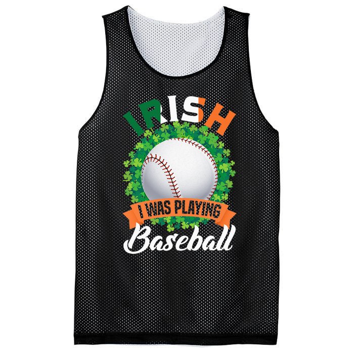 Irish I Was Playing Baseball Shamrock Leaf St. Patrick's Day Mesh Reversible Basketball Jersey Tank