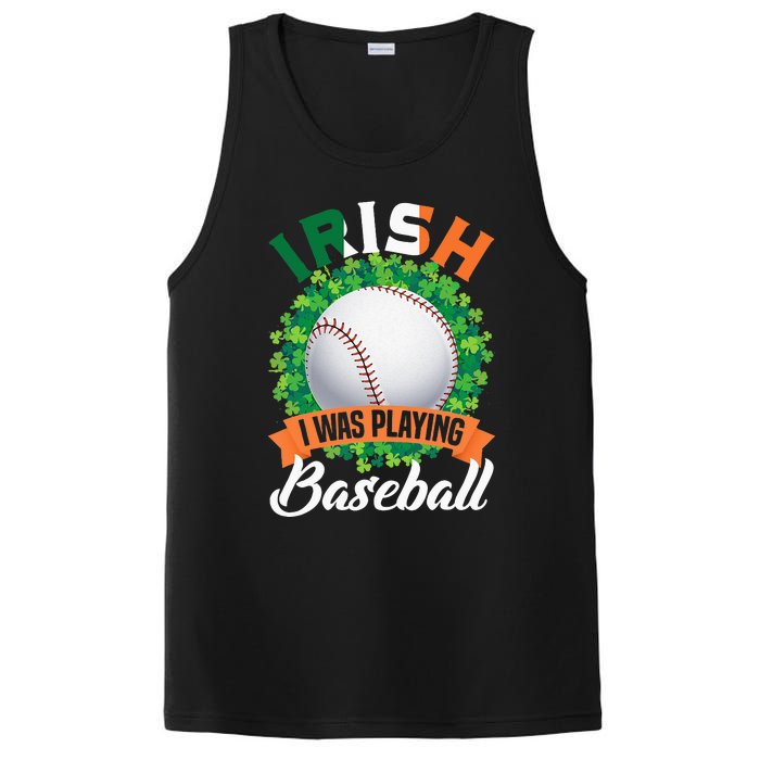 Irish I Was Playing Baseball Shamrock Leaf St. Patrick's Day PosiCharge Competitor Tank