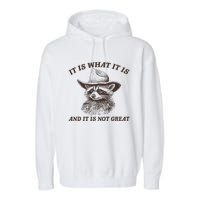 It Is What It Is And It Is Not Great Funny Raccoon Sarcastic Garment-Dyed Fleece Hoodie