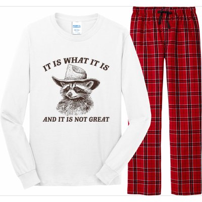 It Is What It Is And It Is Not Great Funny Raccoon Sarcastic Long Sleeve Pajama Set