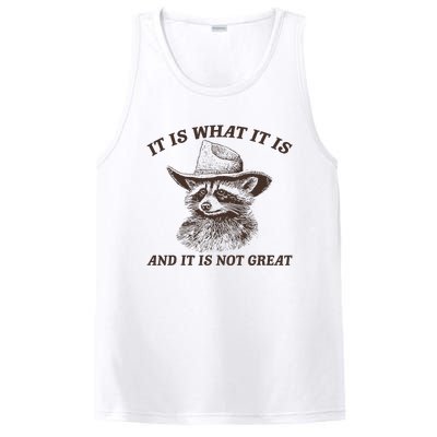 It Is What It Is And It Is Not Great Funny Raccoon Sarcastic PosiCharge Competitor Tank