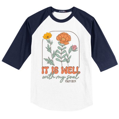 It Is Well With My Soul Wildflower Christian Faith Baseball Sleeve Shirt