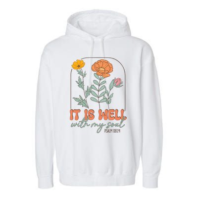 It Is Well With My Soul Wildflower Christian Faith Garment-Dyed Fleece Hoodie