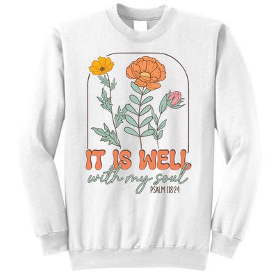 It Is Well With My Soul Wildflower Christian Faith Sweatshirt