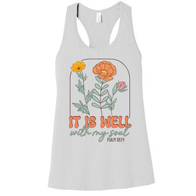 It Is Well With My Soul Wildflower Christian Faith Women's Racerback Tank