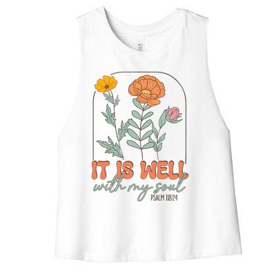 It Is Well With My Soul Wildflower Christian Faith Women's Racerback Cropped Tank