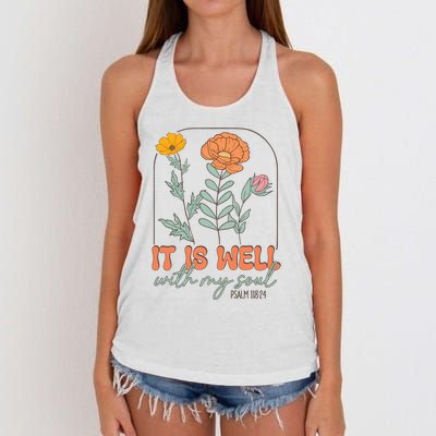 It Is Well With My Soul Wildflower Christian Faith Women's Knotted Racerback Tank