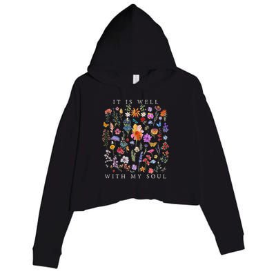 It Is Well With My Soul Vintage Floral Christian Religious Crop Fleece Hoodie