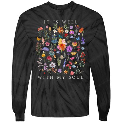 It Is Well With My Soul Vintage Floral Christian Religious Tie-Dye Long Sleeve Shirt