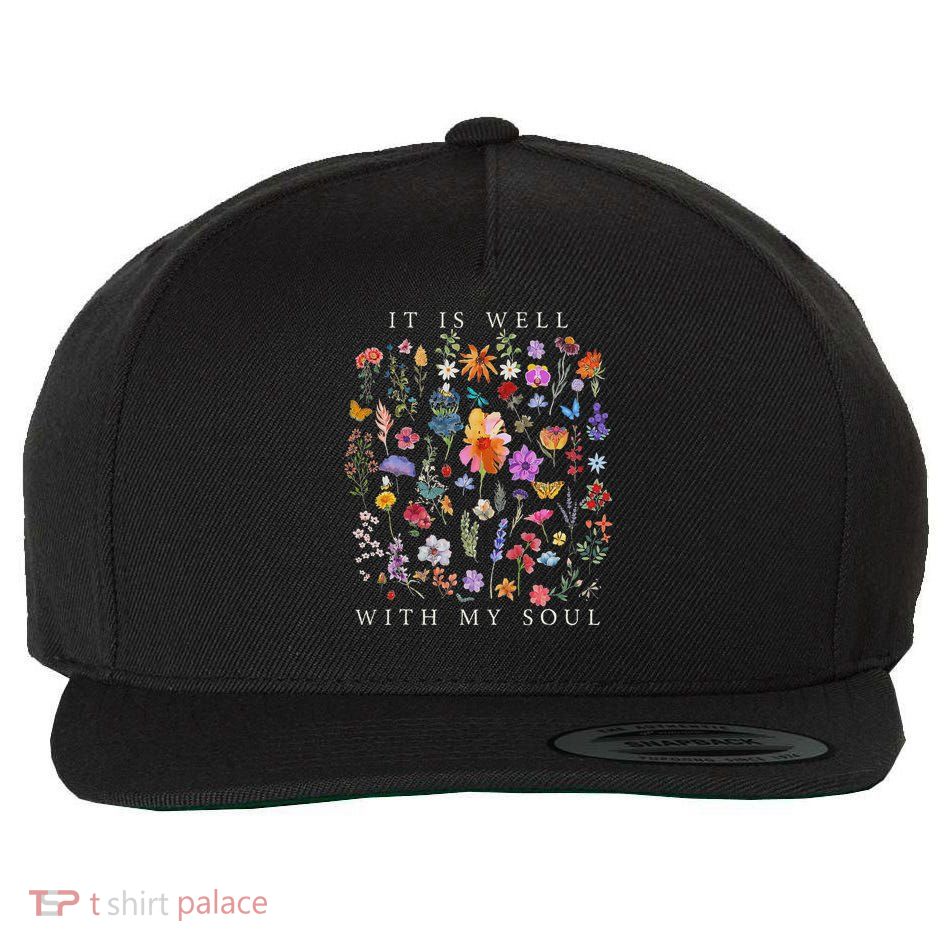 It Is Well With My Soul Vintage Floral Christian Religious Wool Snapback Cap