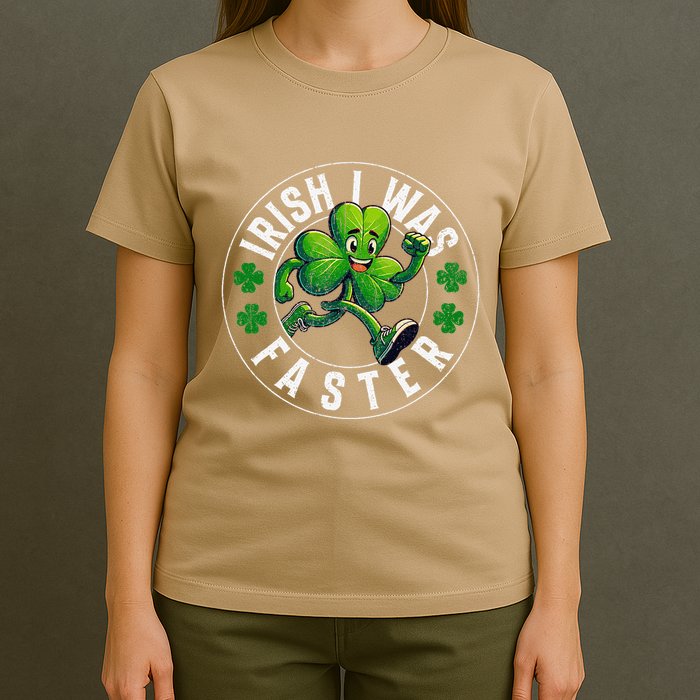 Irish I Was Faster St Patricks Day Shamrock Clovers Funny T-Shirt