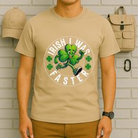 Irish I Was Faster St Patricks Day Shamrock Clovers Funny T-Shirt