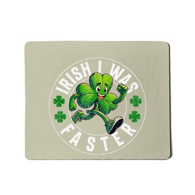 Irish I Was Faster St Patricks Day Shamrock Clovers Funny Mousepad