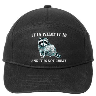 It Is What It Is And It Is Not Great Raccoon 7-Panel Snapback Hat